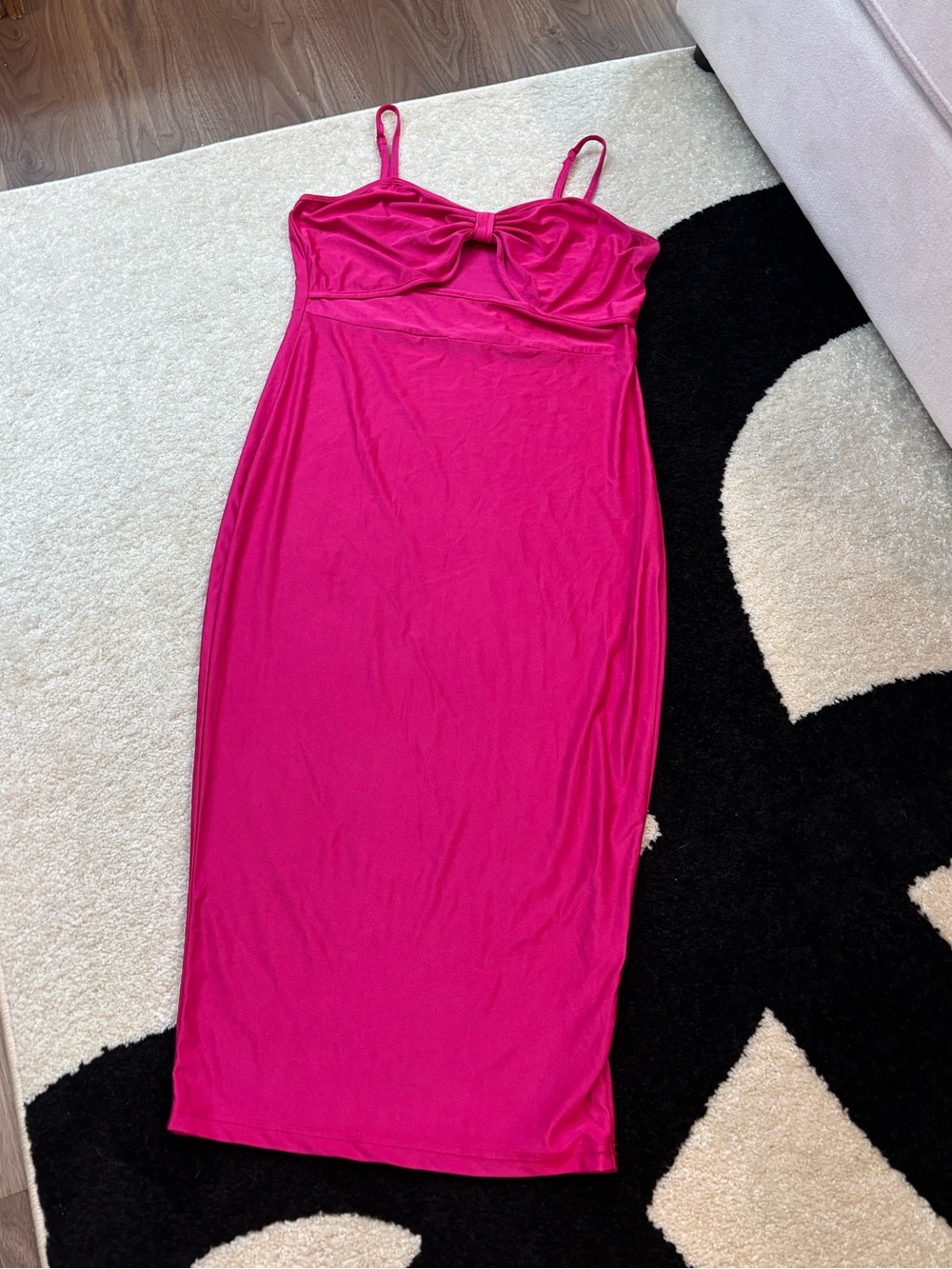 SHEIN Hot Pink Spaghetti-Strap Midi Dress
